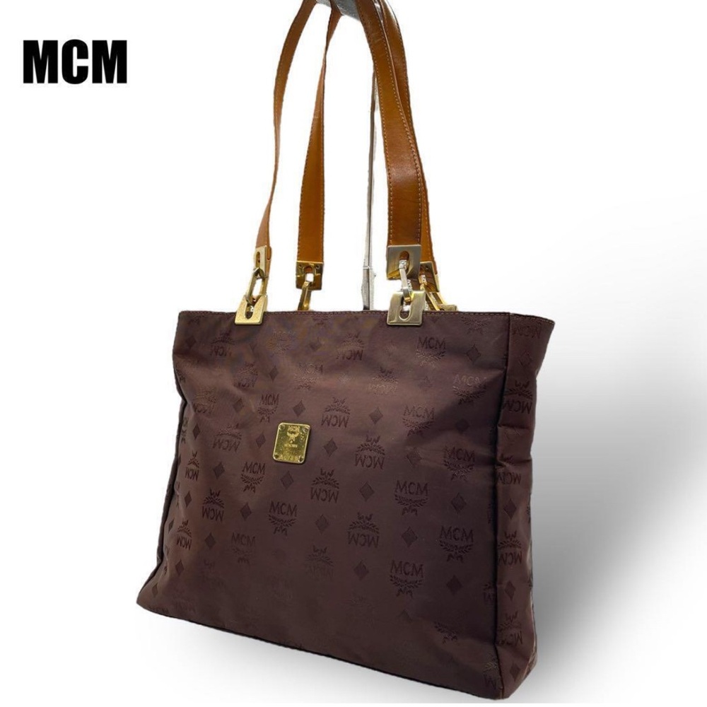 MCM Brown Tote Bag with Tan Straps in good used condition